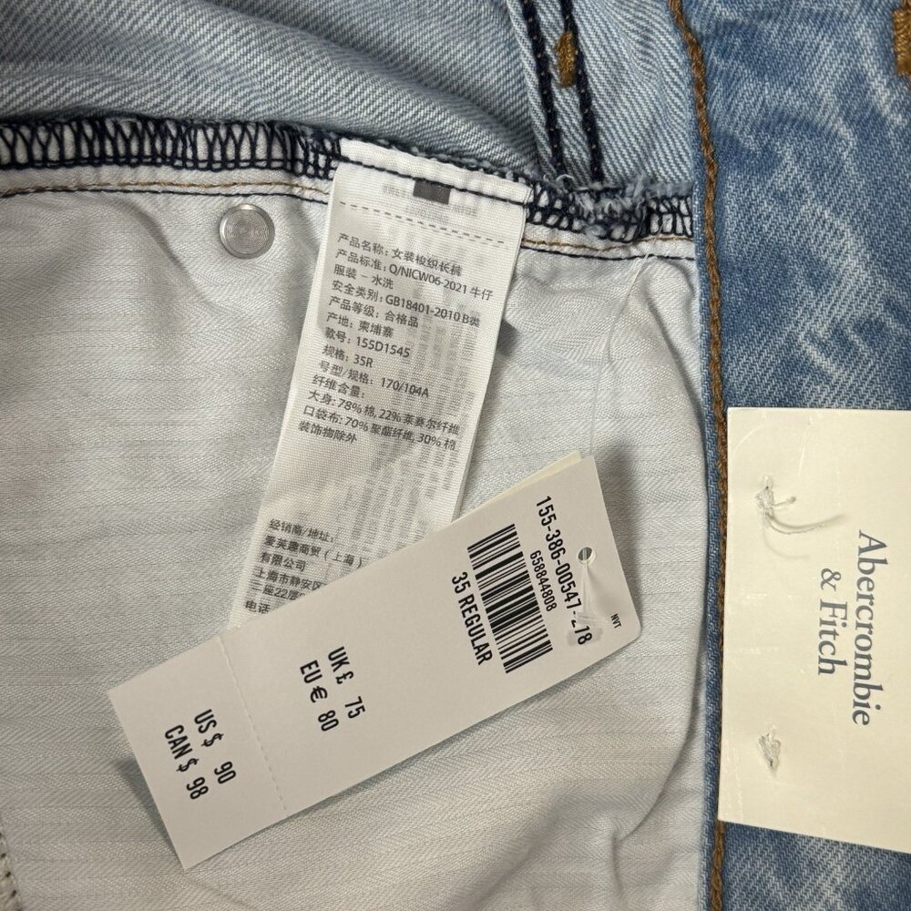 Abercrombie Fitch The Loose Jeans Women 35/20R High Rise Distressed Light Wash - Picture 5 of 12